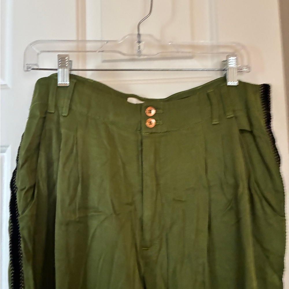 Anthropologie Diandra Pleated Joggers Green Pants Sz. 10Tall - Picture 7 of 16